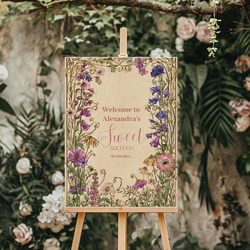 Whimsical Floral Meadow Sweet Sixteen Foam Board