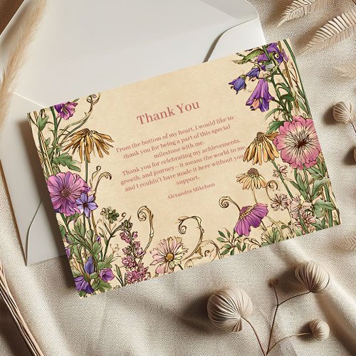 Whimsical Floral Meadow Sweet Sixteen Thank You Card