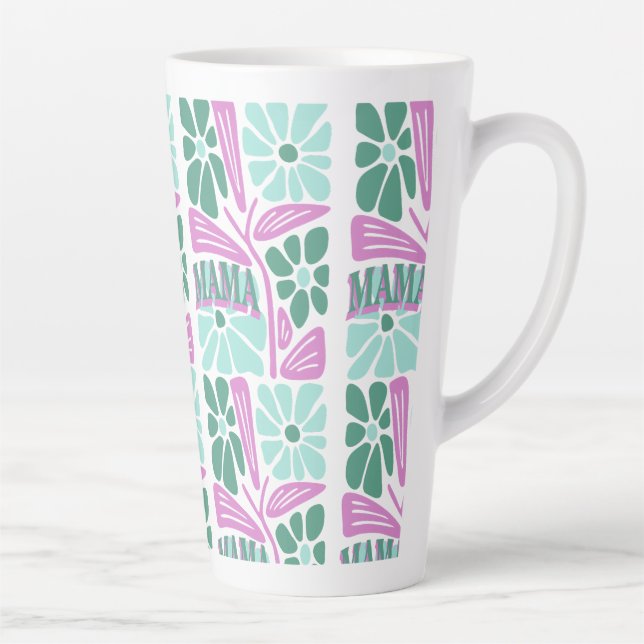 Whimsical Floral Mom  Latte Mug (Right)