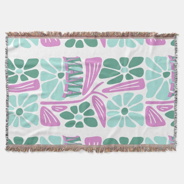 Whimsical Floral Mom  Throw Blanket (Front)