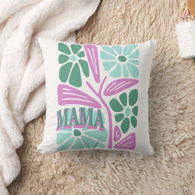 Whimsical Floral Mom  Throw Pillow (Blanket)