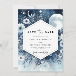 Whimsical Floral Moonlit Wedding Save The Date