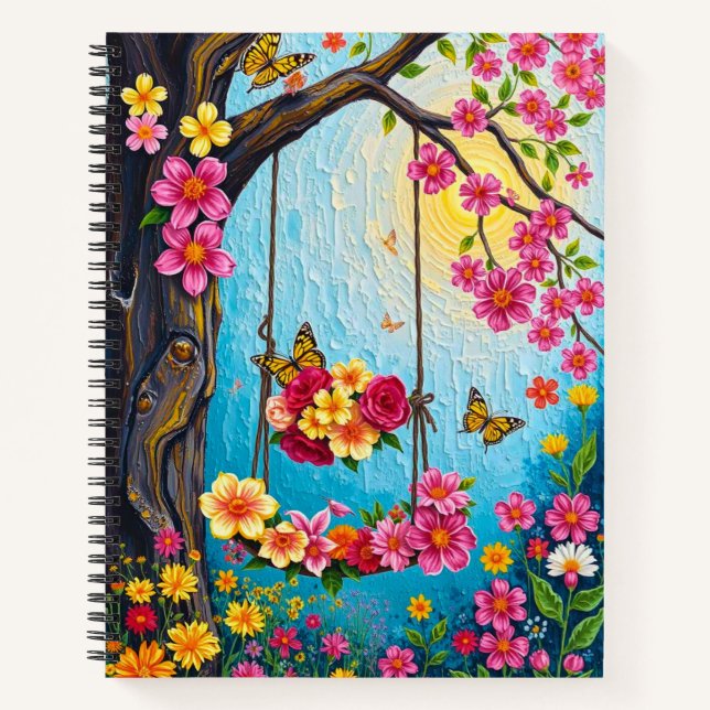 Whimsical Floral Notebook/ Cute flowers Notebook (Front)