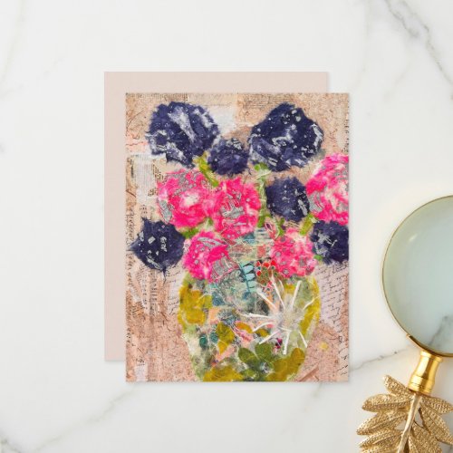 Whimsical Floral Paper Collage Mixed Greeting Card