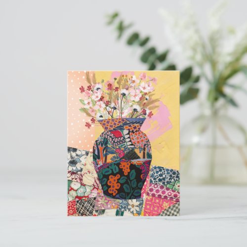 Whimsical Floral Paper Collage Mixed Greeting Card