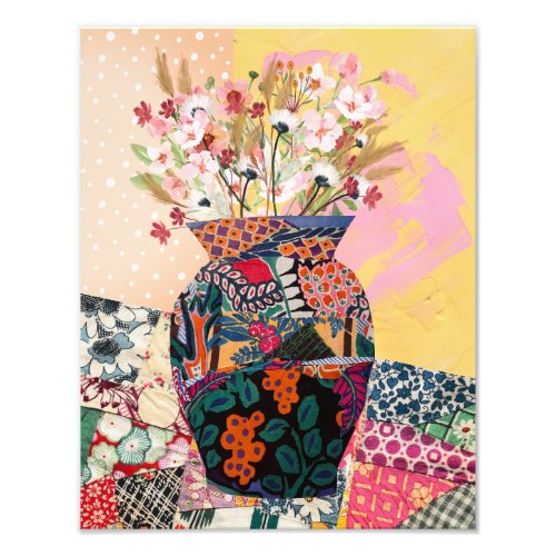 Whimsical Floral Paper Collage Mixed Poster