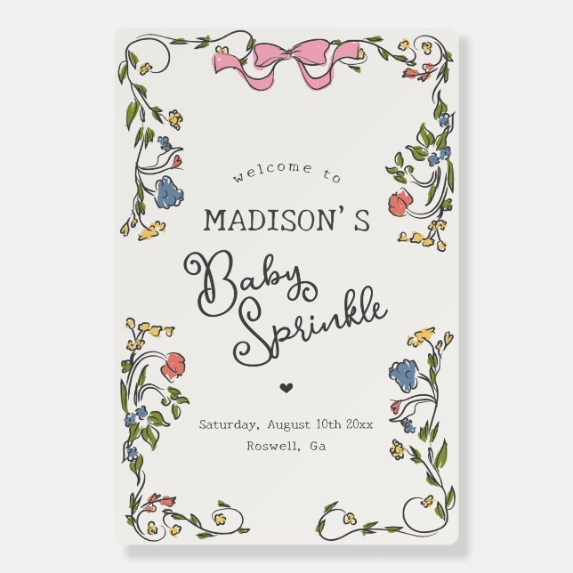 Whimsical Floral Party Baby Sprinkle Welcome Foam Board (Front)