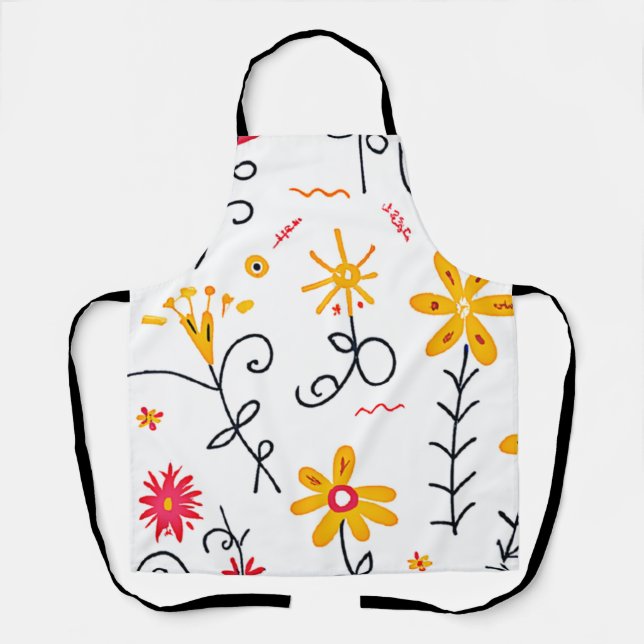 Whimsical Floral Pattern Apron (Front)