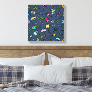 Whimsical Floral Pattern Art Design Canvas Print