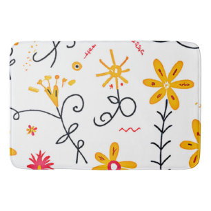Whimsical Floral Pattern Bath Mat
