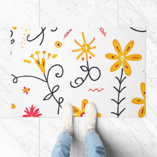 Whimsical Floral Pattern Doormat