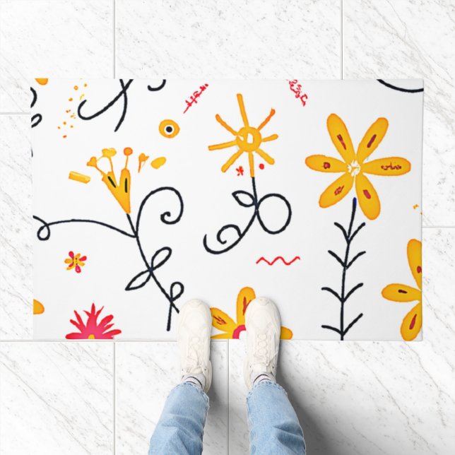 Whimsical Floral Pattern Doormat (Indoor)