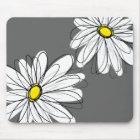 Whimsical Floral Pattern in yellow gray
