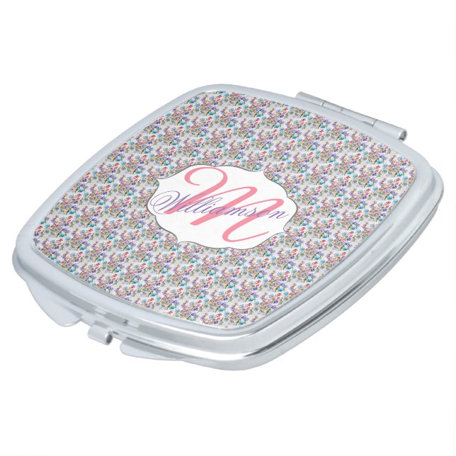 WHIMSICAL FLORAL PATTERN MAKEUP MIRROR (Turned)