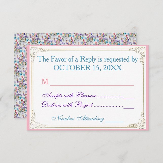 WHIMSICAL FLORAL PATTERN RSVP (Front/Back)