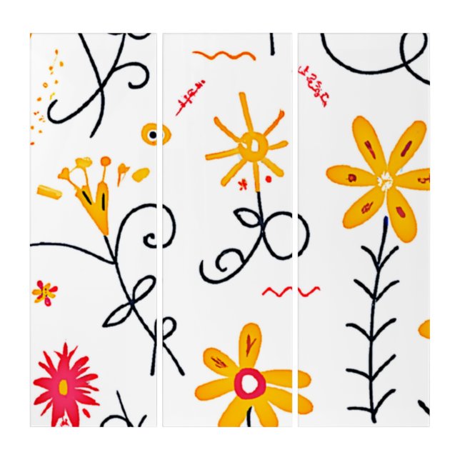 Whimsical Floral Pattern Triptych (Front)