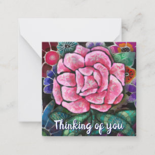 Whimsical Floral Pink Rose Art Nouveau Botanical Note Card
