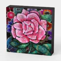 Whimsical Floral Pink Rose Art Nouveau Botanical