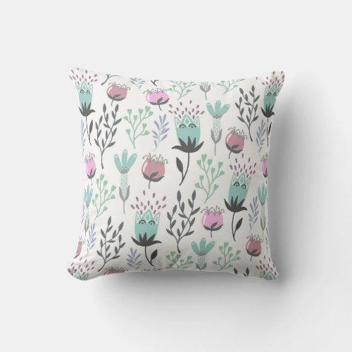 Whimsical floral pretty pastel colors throw pillow