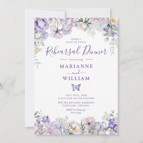 Whimsical Floral Romantic Rehearsal Dinner Invite