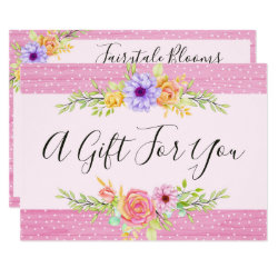 Whimsical Floral Roses Pink Gift Certificate Card