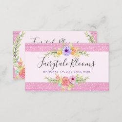 Whimsical Floral Roses & Rustic Pink Wood Girly Business Card
