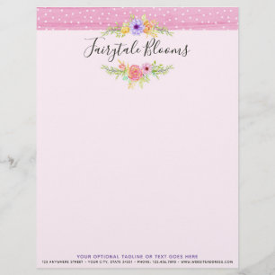 Whimsical Floral Roses & Rustic Pink Wood Girly Letterhead