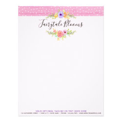 Whimsical Floral Roses & Rustic Pink Wood Girly Letterhead