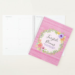 Whimsical Floral Roses & Rustic Pink Wood Girly Planner