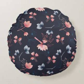 Whimsical Floral Round Pillow