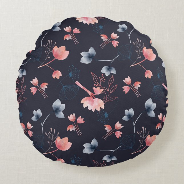 Whimsical Floral  Round Pillow (Front)