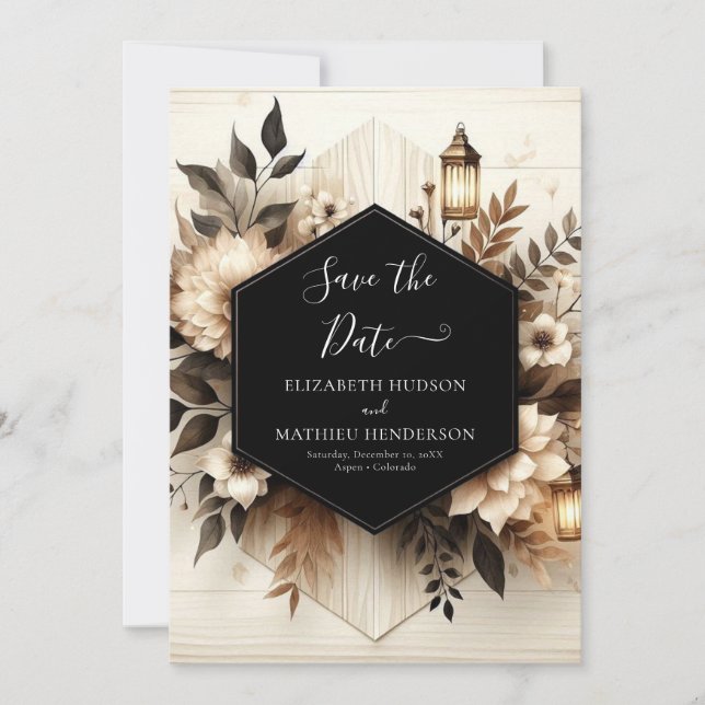 Whimsical Floral Rustic Wedding Save The Date (Front)