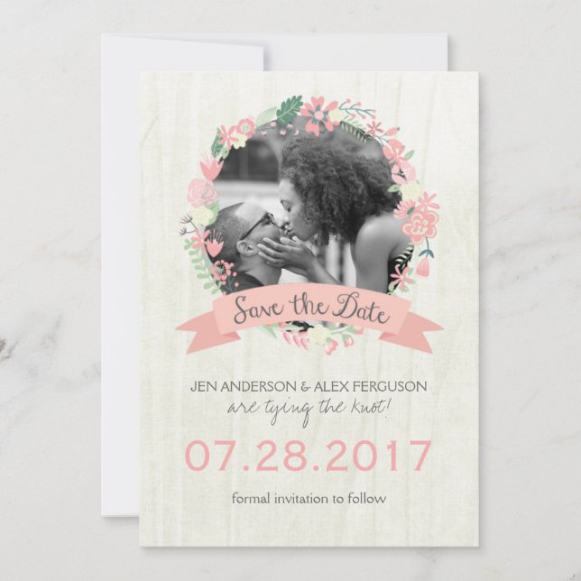 Whimsical Floral Save the Date Photo Card (Front)