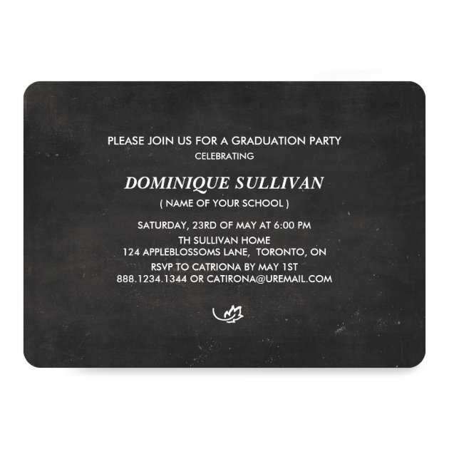 Whimsical Floral Script Chalkboard Graduation Card