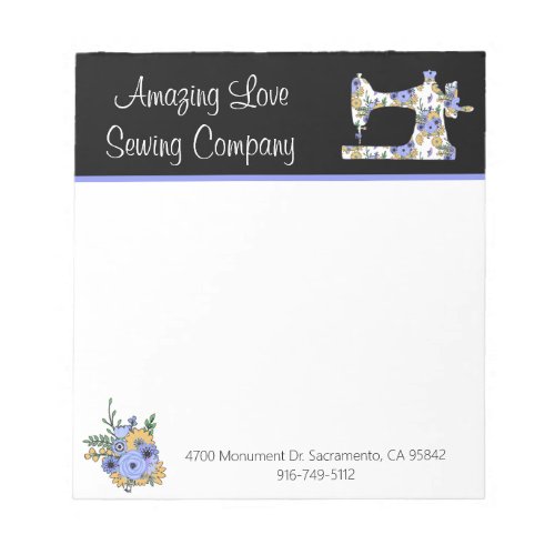 Whimsical Floral Sewing Machine Note Pad