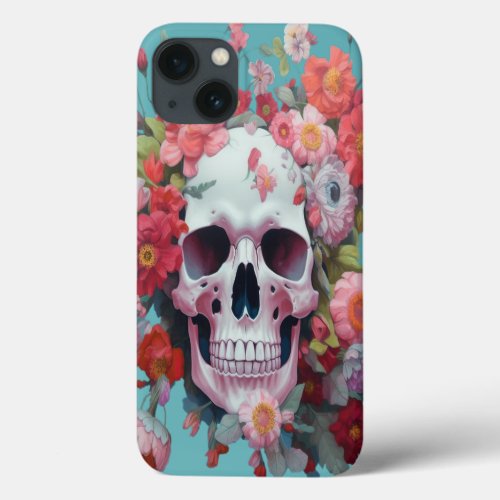 Whimsical Floral Skull iPhone 13 Case