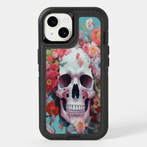Whimsical Floral Skull OtterBox iPhone 14 Case