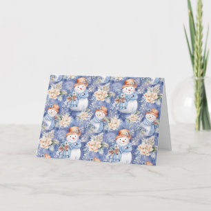 Whimsical Floral Snowman Blank Christmas Card