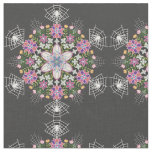 Whimsical floral Spiders mandala fabric