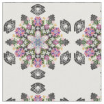 Whimsical floral Spiders mandala fabric