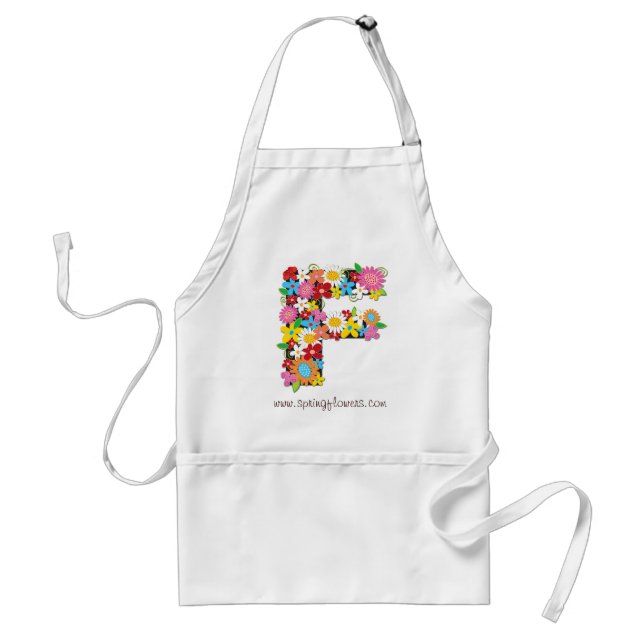 Whimsical Floral Spring Flowers Monogram Apron (Front)