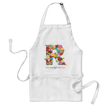 Whimsical Floral Spring Flowers Monogram Apron by fatfatin_design at Zazzle