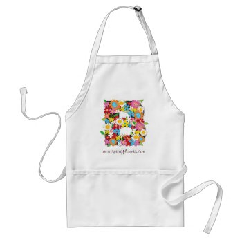 Whimsical Floral Spring Flowers Monogram Apron by fatfatin_design at Zazzle