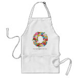 Whimsical Floral Spring Flowers Monogram Apron at Zazzle