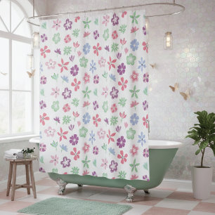 Whimsical Floral Spring Pattern Shower Curtain