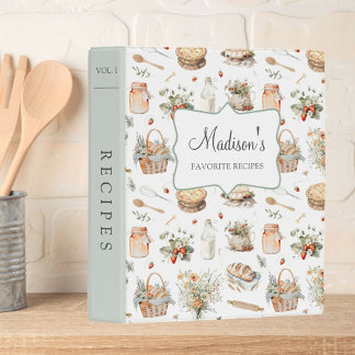 Whimsical Floral Strawberry Recipe Cookbook Mini Binder