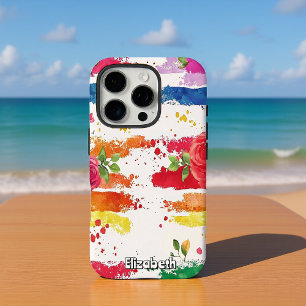 Whimsical Floral Stripes iPhone 16 Pro Case