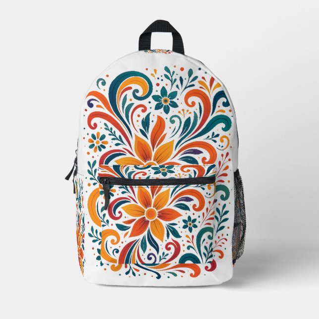 Whimsical Floral Swirl Backpack (Front)