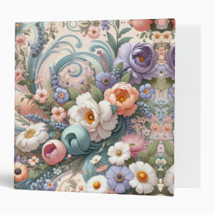 Whimsical Floral Swirls in Pastel  3 Ring Binder