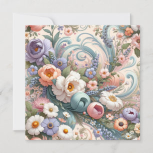 Whimsical Floral Swirls in Pastel Invitation